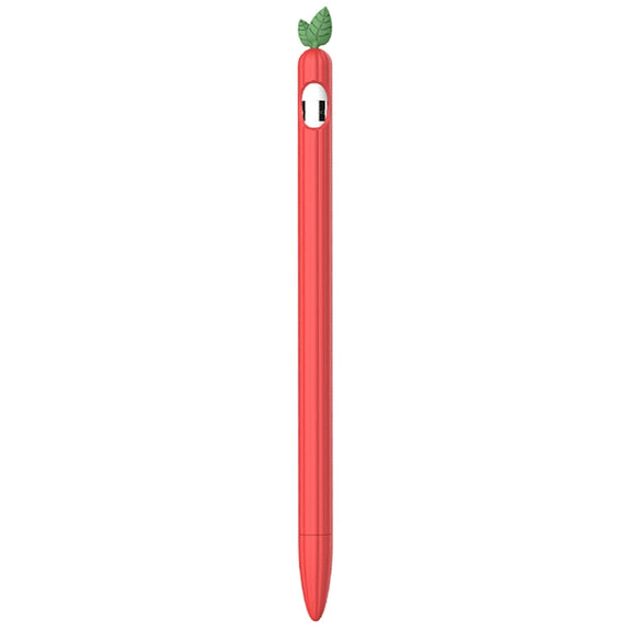 For Apple Pencil 1 Contrasting Color Mint Leaf Silicone Non-slip Protective Cover(Red)