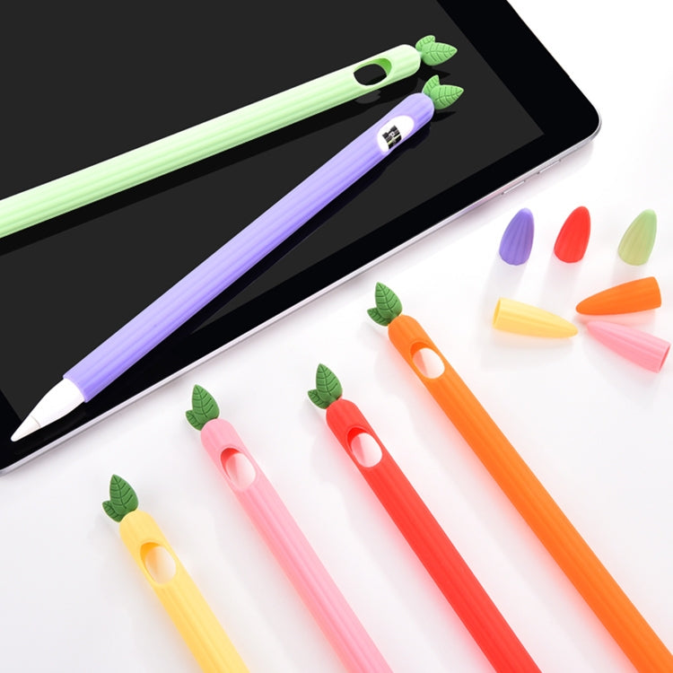 For Apple Pencil 1 Contrasting Color Mint Leaf Silicone Non-slip Protective Cover(Yellow)