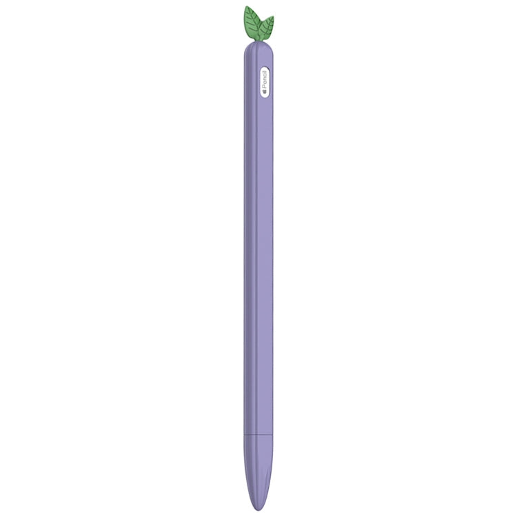 For Apple Pencil 2 Contrasting Color Mint Leaf Silicone Non-slip Protective Cover(Purple)