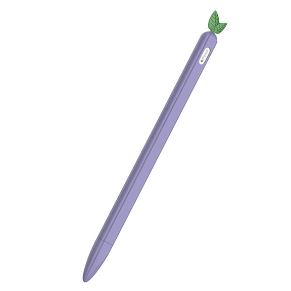 For Apple Pencil 2 Contrasting Color Mint Leaf Silicone Non-slip Protective Cover(Purple)