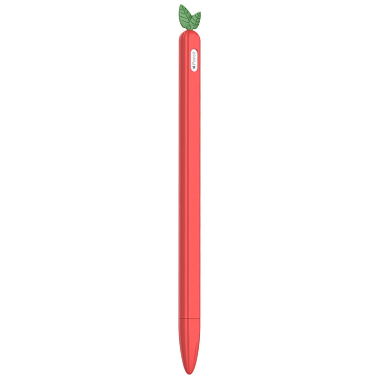 For Apple Pencil 2 Contrasting Color Mint Leaf Silicone Non-slip Protective Cover(Red)