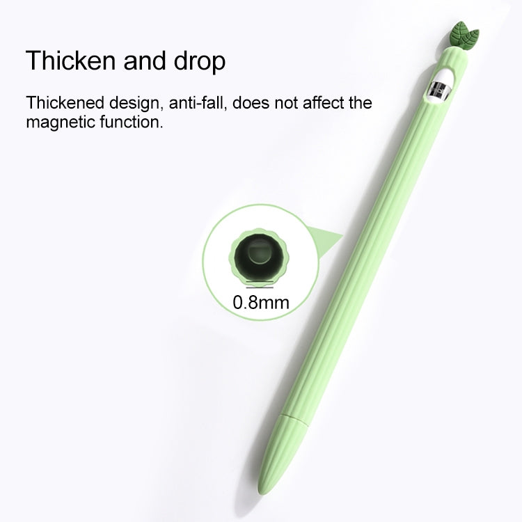 For Apple Pencil 2 Contrasting Color Mint Leaf Silicone Non-slip Protective Cover(Red)