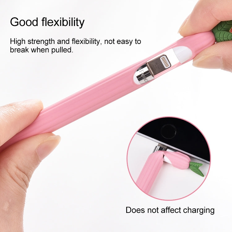 For Apple Pencil 2 Contrasting Color Mint Leaf Silicone Non-slip Protective Cover(Red)