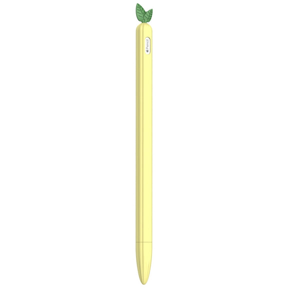 For Apple Pencil 2 Contrasting Color Mint Leaf Silicone Non-slip Protective Cover(Yellow)