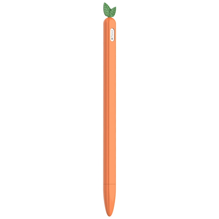 For Apple Pencil 2 Contrasting Color Mint Leaf Silicone Non-slip Protective Cover(Orange)