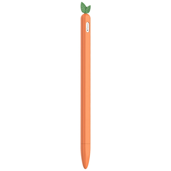 For Apple Pencil 2 Contrasting Color Mint Leaf Silicone Non-slip Protective Cover(Orange)