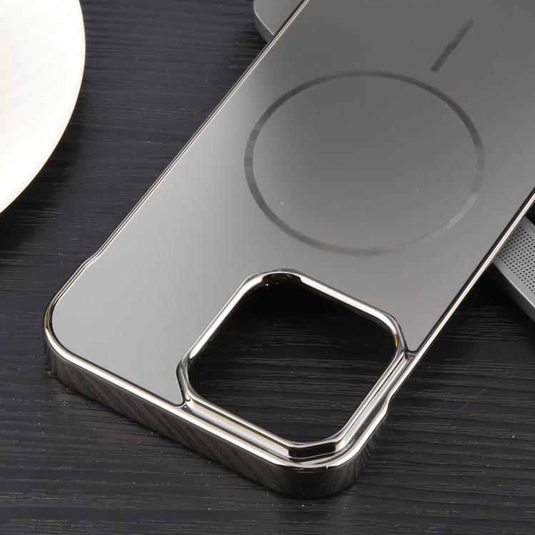 For iPhone 16e Electroplating Frameless Frosted Anti-Glare PC MagSafe Phone Case(Titanium Gray)