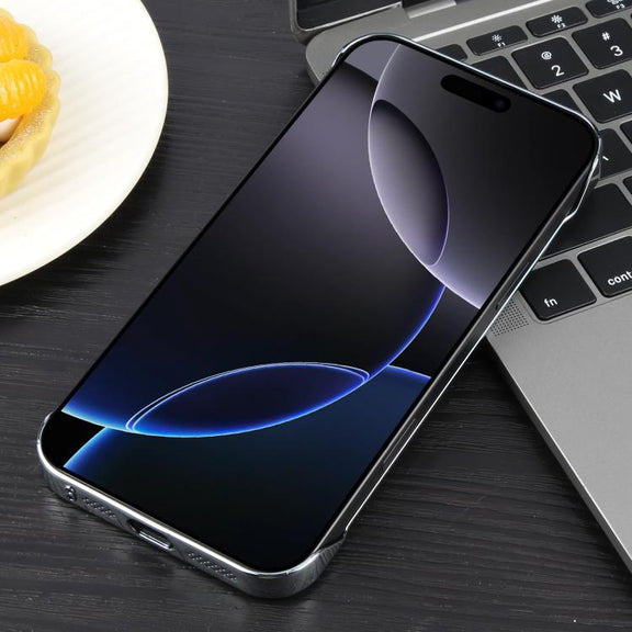 For iPhone 16 Pro Max Electroplating Frameless Frosted Anti-Glare PC MagSafe Phone Case(Silver White)