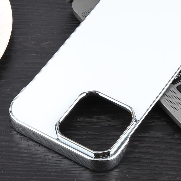 For iPhone 16 Pro Electroplating Frameless Frosted Anti-Glare PC MagSafe Phone Case(Silver White)