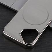 For iPhone 16 Plus Electroplating Frameless Frosted Anti-Glare PC MagSafe Phone Case(Titanium Gray)