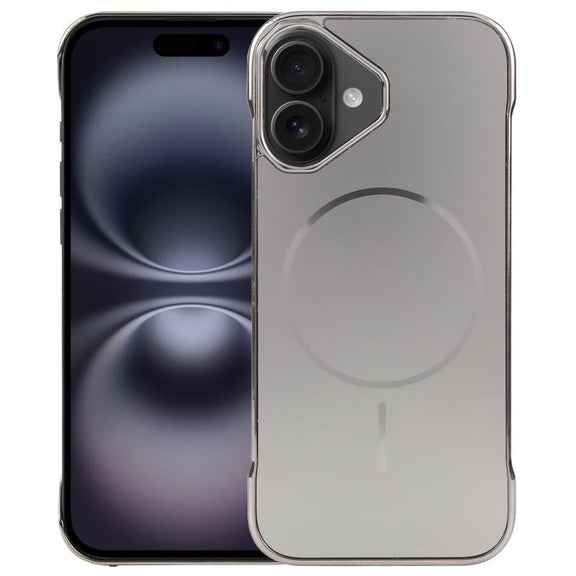 For iPhone 16 Plus Electroplating Frameless Frosted Anti-Glare PC MagSafe Phone Case(Titanium Gray)