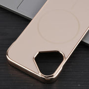 For iPhone 16 Electroplating Frameless Frosted Anti-Glare PC MagSafe Phone Case(Desert Gold)