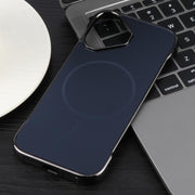 For iPhone 16 Electroplating Frameless Frosted Anti-Glare PC MagSafe Phone Case(Black)