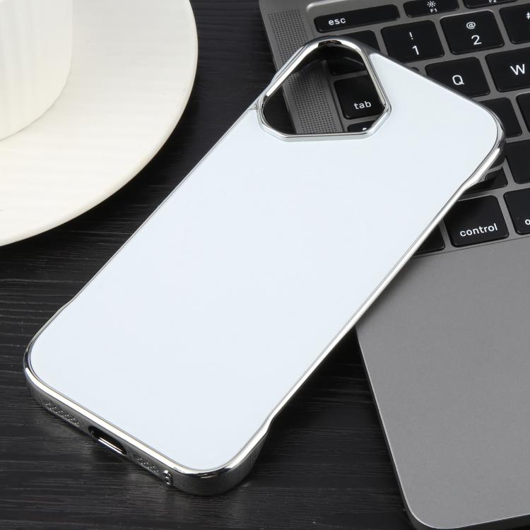 For iPhone 16 Electroplating Frameless Frosted Anti-Glare PC MagSafe Phone Case(Silver White)