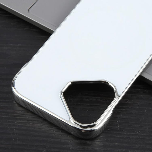 For iPhone 16 Electroplating Frameless Frosted Anti-Glare PC MagSafe Phone Case(Silver White)