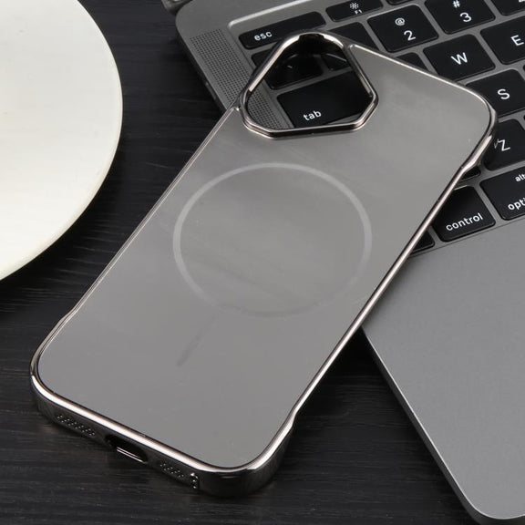 For iPhone 16 Electroplating Frameless Frosted Anti-Glare PC MagSafe Phone Case(Titanium Gray)