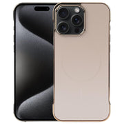 For iPhone 15 Pro Max Electroplating Frameless Frosted Anti-Glare PC MagSafe Phone Case(Desert Gold)