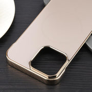 For iPhone 15 Pro Max Electroplating Frameless Frosted Anti-Glare PC MagSafe Phone Case(Desert Gold)