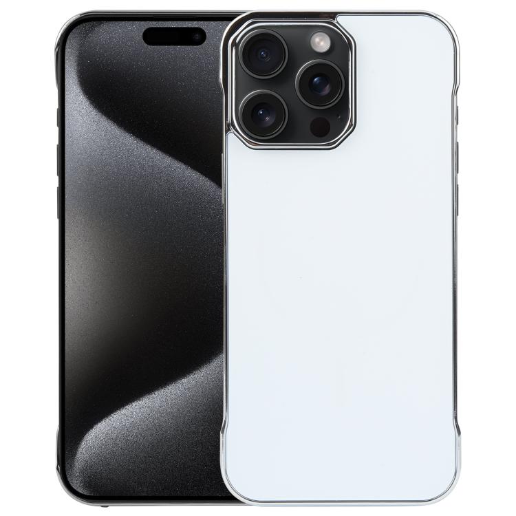 For iPhone 15 Pro Max Electroplating Frameless Frosted Anti-Glare PC MagSafe Phone Case(Silver White)