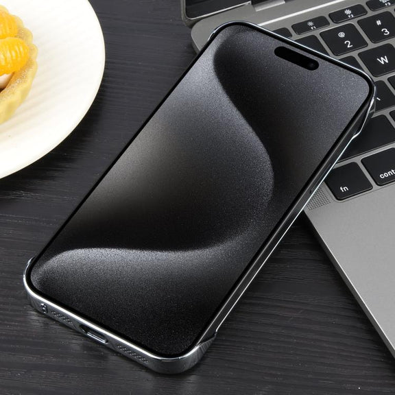 For iPhone 15 Pro Max Electroplating Frameless Frosted Anti-Glare PC MagSafe Phone Case(Silver White)