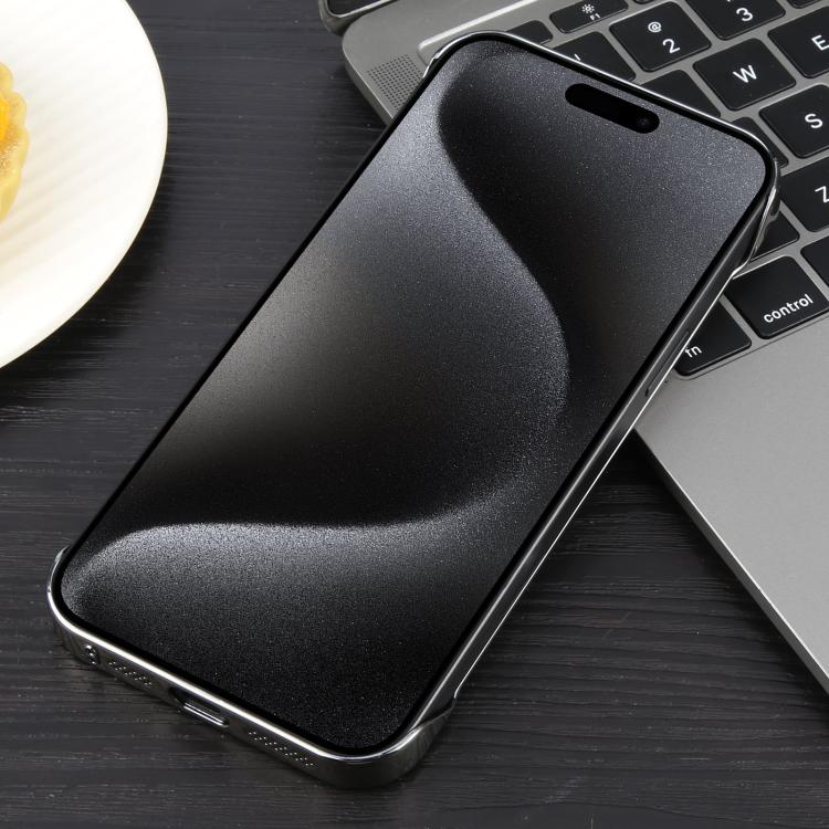 For iPhone 15 Pro Max Electroplating Frameless Frosted Anti-Glare PC MagSafe Phone Case(Titanium Gray)