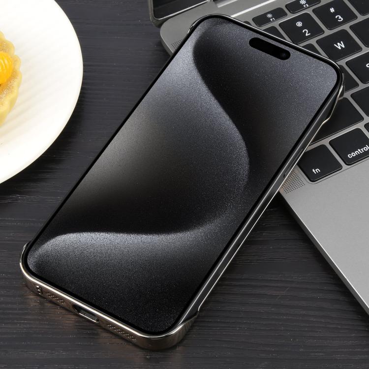 For iPhone 15 Pro Electroplating Frameless Frosted Anti-Glare PC MagSafe Phone Case(Desert Gold)