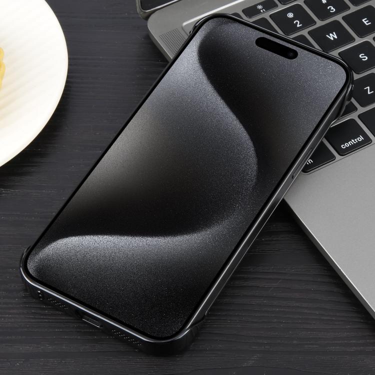 For iPhone 15 Pro Electroplating Frameless Frosted Anti-Glare PC MagSafe Phone Case(Black)