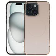 For iPhone 15 Plus / 14 Plus Electroplating Frameless Frosted Anti-Glare PC MagSafe Phone Case(Desert Gold)