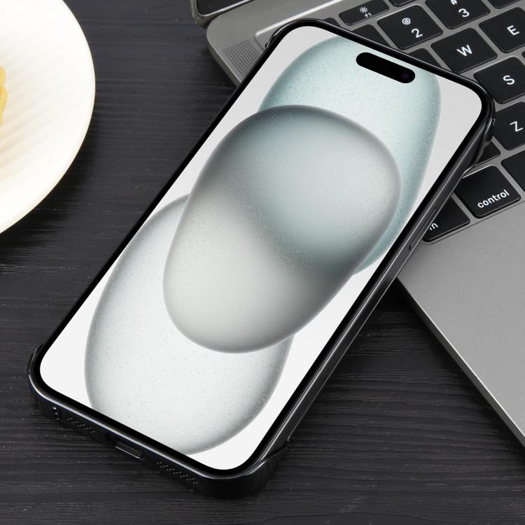 For iPhone 15 Plus / 14 Plus Electroplating Frameless Frosted Anti-Glare PC MagSafe Phone Case(Black)
