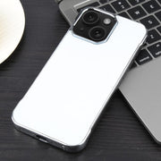 For iPhone 15 Plus / 14 Plus Electroplating Frameless Frosted Anti-Glare PC MagSafe Phone Case(Silver White)