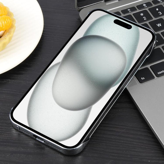 For iPhone 15 Plus / 14 Plus Electroplating Frameless Frosted Anti-Glare PC MagSafe Phone Case(Silver White)