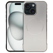 For iPhone 15 Plus / 14 Plus Electroplating Frameless Frosted Anti-Glare PC MagSafe Phone Case(Titanium Gray)