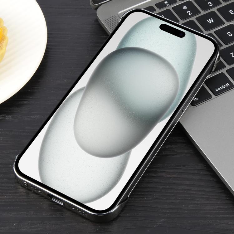 For iPhone 15 Plus / 14 Plus Electroplating Frameless Frosted Anti-Glare PC MagSafe Phone Case(Titanium Gray)