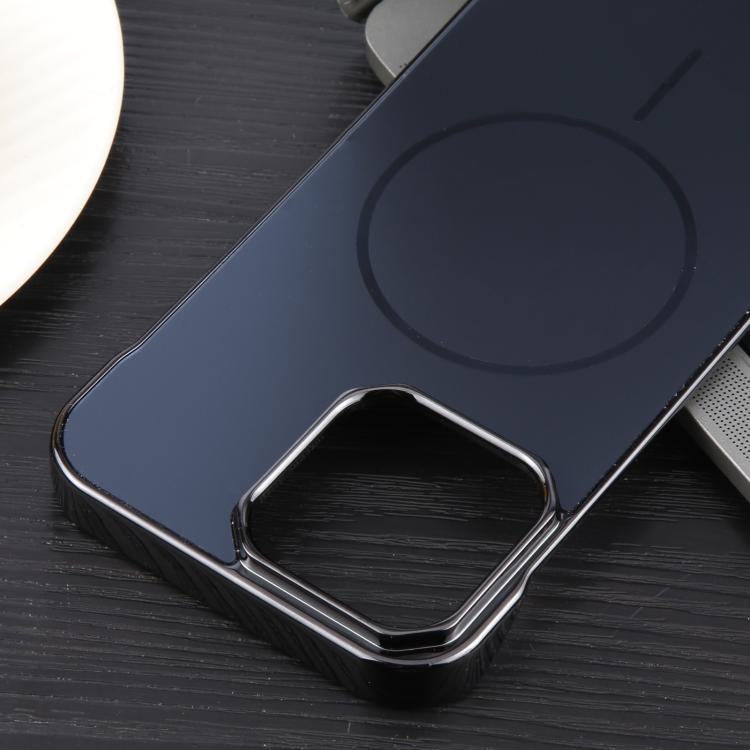 For iPhone 15 Electroplating Frameless Frosted Anti-Glare PC MagSafe Phone Case(Black)