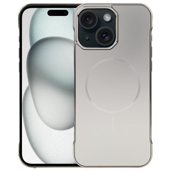 For iPhone 15 Electroplating Frameless Frosted Anti-Glare PC MagSafe Phone Case(Titanium Gray)