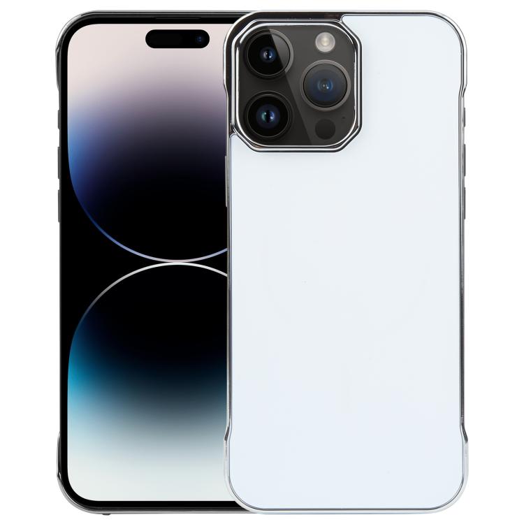 For iPhone 14 Pro Electroplating Frameless Frosted Anti-Glare PC MagSafe Phone Case(Silver White)