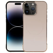 For iPhone 14 Pro Max Electroplating Frameless Frosted Anti-Glare PC MagSafe Phone Case(Desert Gold)