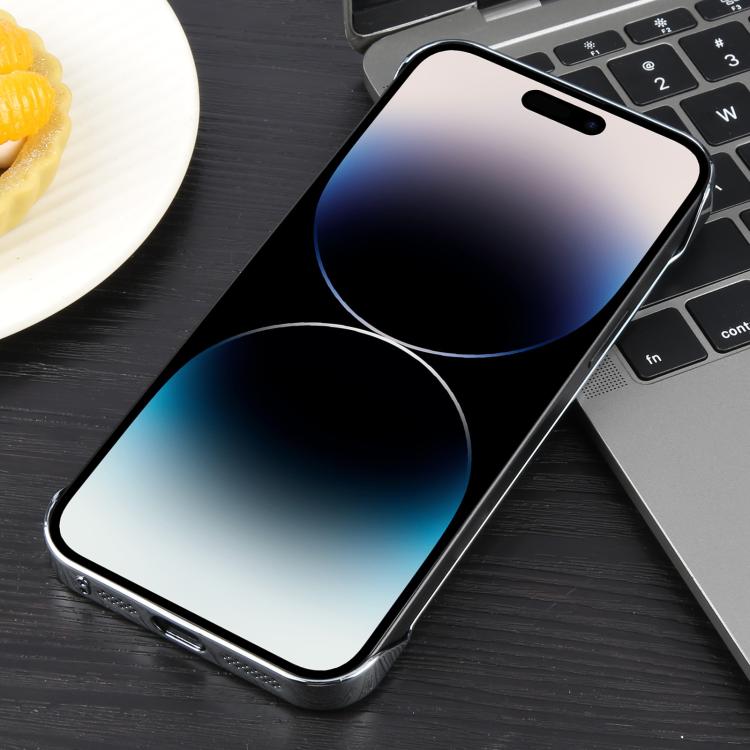 For iPhone 14 Pro Max Electroplating Frameless Frosted Anti-Glare PC MagSafe Phone Case(Silver White)