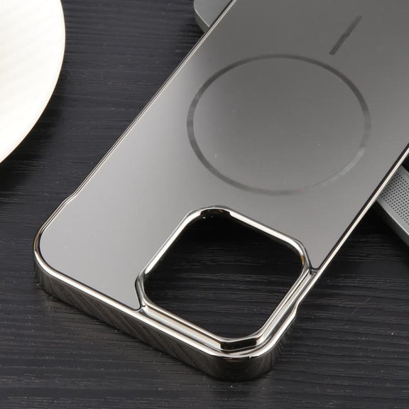 For iPhone 14 Pro Max Electroplating Frameless Frosted Anti-Glare PC MagSafe Phone Case(Titanium Gray)