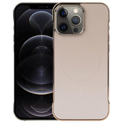 For iPhone 13 Pro Max / 12 Pro Max Electroplating Frameless Frosted Anti-Glare PC MagSafe Phone Case(Desert Gold)