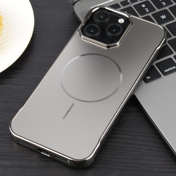 For iPhone 13 Pro Electroplating Frameless Frosted Anti-Glare PC MagSafe Phone Case(Titanium Gray)