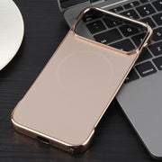 For iPhone 17 Pro Max Electroplating Frameless Frosted Anti-Glare PC MagSafe Phone Case(Desert Gold)