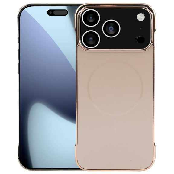 For iPhone 17 Pro Max Electroplating Frameless Frosted Anti-Glare PC MagSafe Phone Case(Desert Gold)