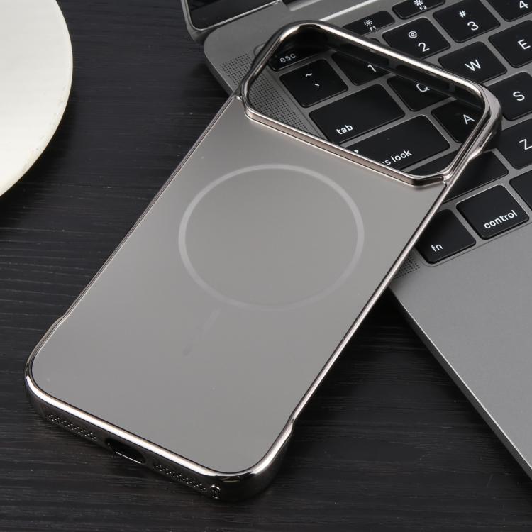 For iPhone 17 Pro Max Electroplating Frameless Frosted Anti-Glare PC MagSafe Phone Case(Titanium Gray)