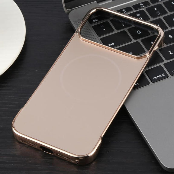 For iPhone 17 Pro Electroplating Frameless Frosted Anti-Glare PC MagSafe Phone Case(Desert Gold)