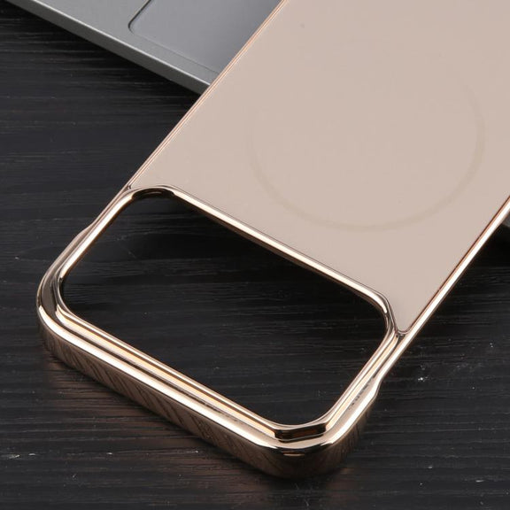For iPhone 17 Pro Electroplating Frameless Frosted Anti-Glare PC MagSafe Phone Case(Desert Gold)