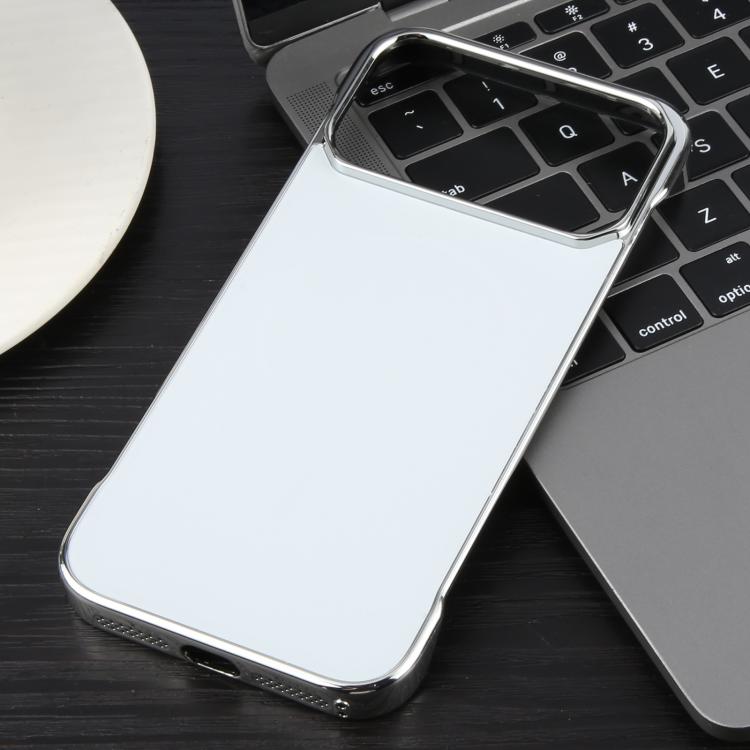 For iPhone 17 Pro Electroplating Frameless Frosted Anti-Glare PC MagSafe Phone Case(Silver White)