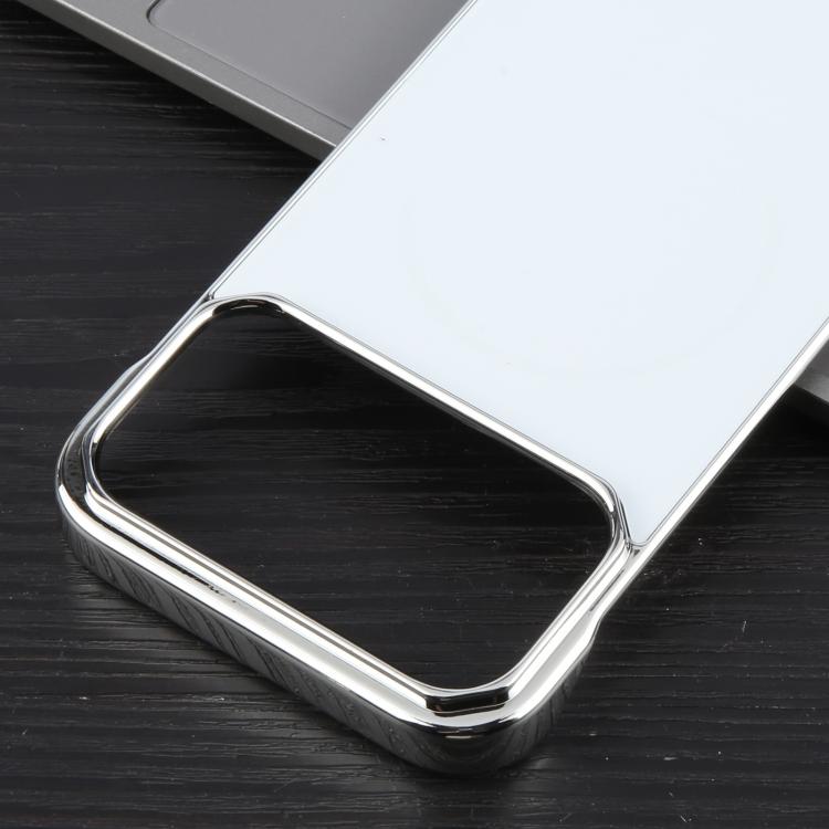 For iPhone 17 Pro Electroplating Frameless Frosted Anti-Glare PC MagSafe Phone Case(Silver White)