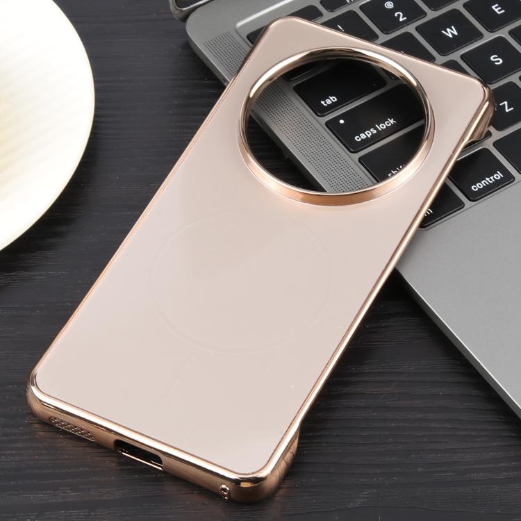 For Huawei Mate 60 Electroplating Frameless Frosted Anti-Glare PC MagSafe Phone Case(Desert Gold)