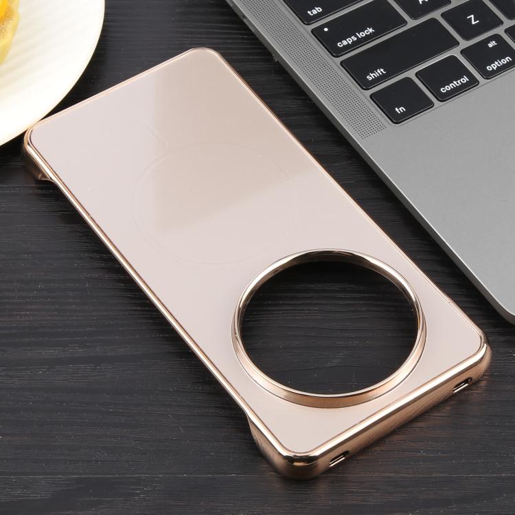 For Huawei Mate 60 Pro Electroplating Frameless Frosted Anti-Glare PC MagSafe Phone Case(Desert Gold)
